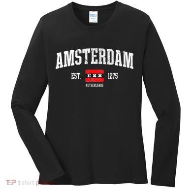 Amsterdam Flag Est. 1275 Netherlands Souvenir Women's Long Sleeve Shirt