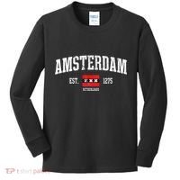 Amsterdam Flag Est. 1275 Netherlands Souvenir Kids Long Sleeve Shirt thumb 0