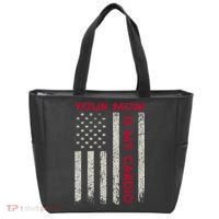 American Flag Funny Saying Your Mom Is My Cardio Tote Bag thumb 0