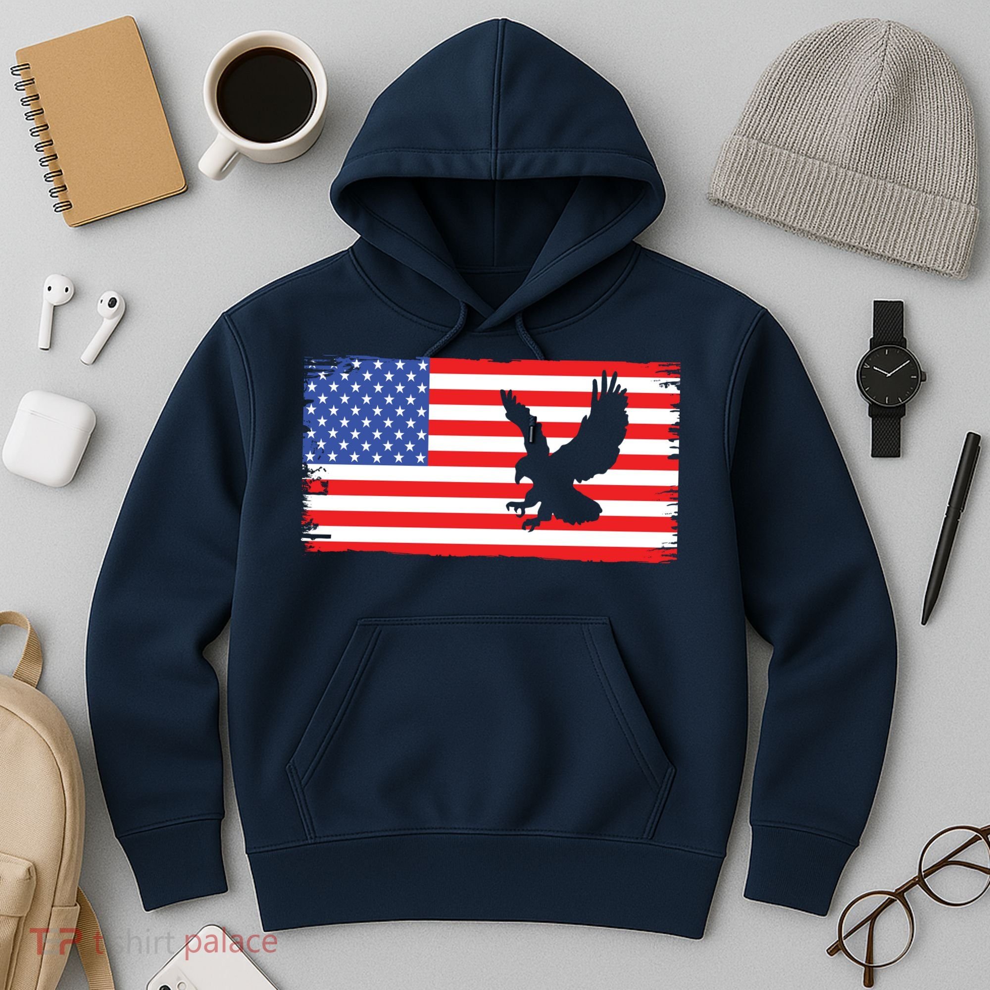 American Flag Flying Eagle Hoodie
