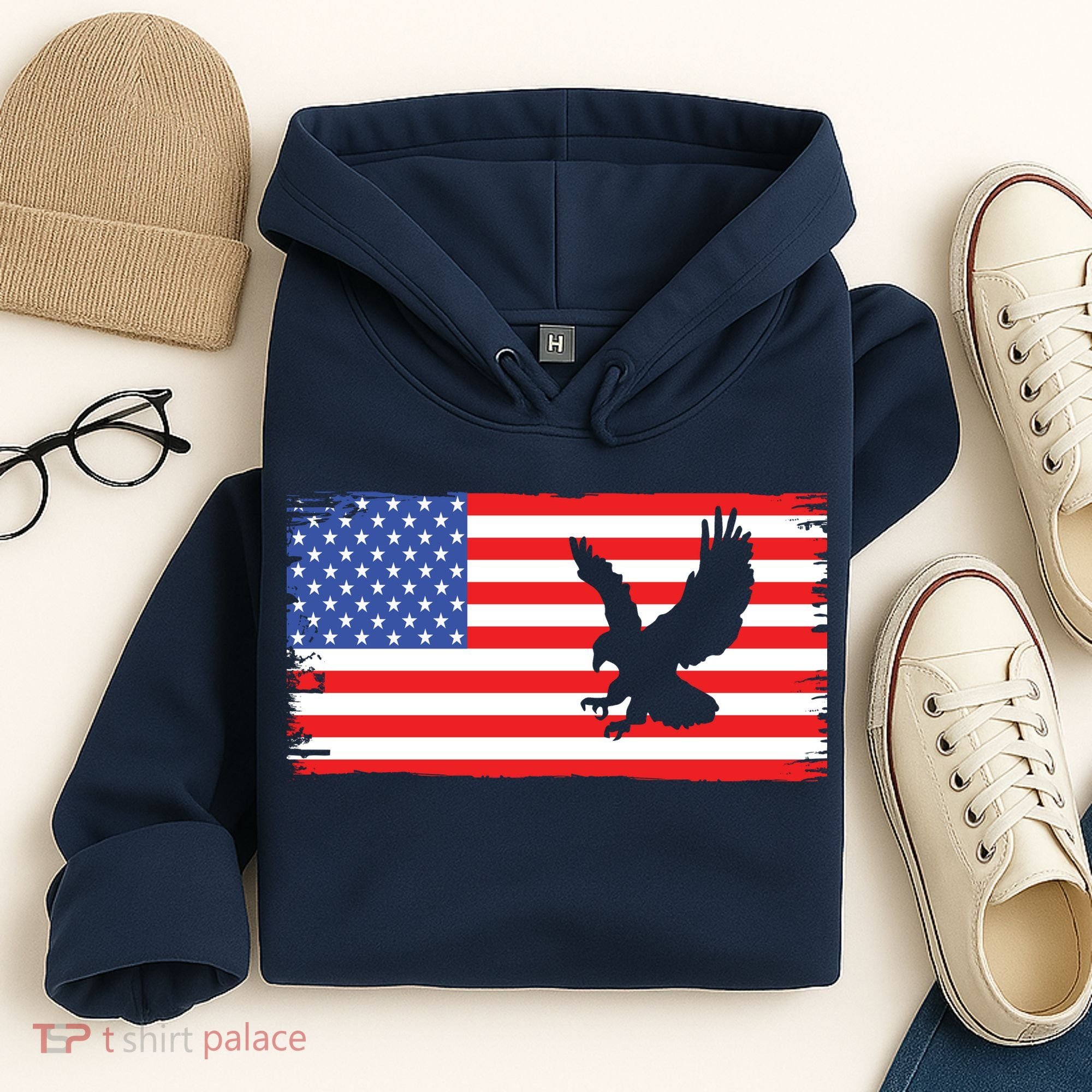 American Flag Flying Eagle Hoodie