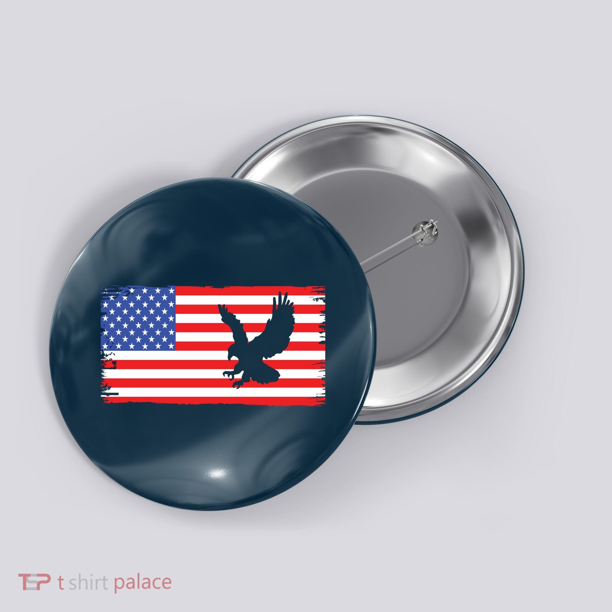 American Flag Flying Eagle Button