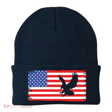 American Flag Flying Eagle Beanie