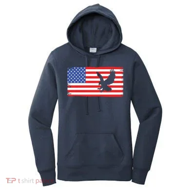 American Flag Flying Eagle Women's Hoodie