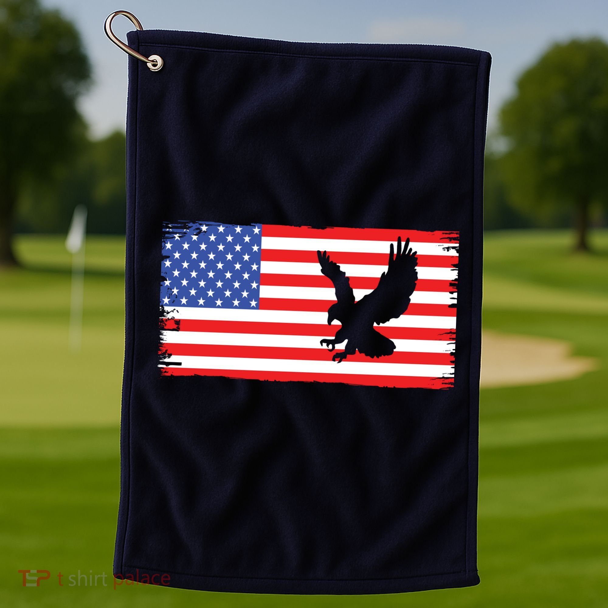 American Flag Flying Eagle Golf Towel