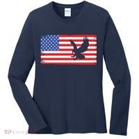 American Flag Flying Eagle Women's Long Sleeve Shirt thumb 0