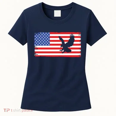 American Flag Flying Eagle Women's T-Shirt