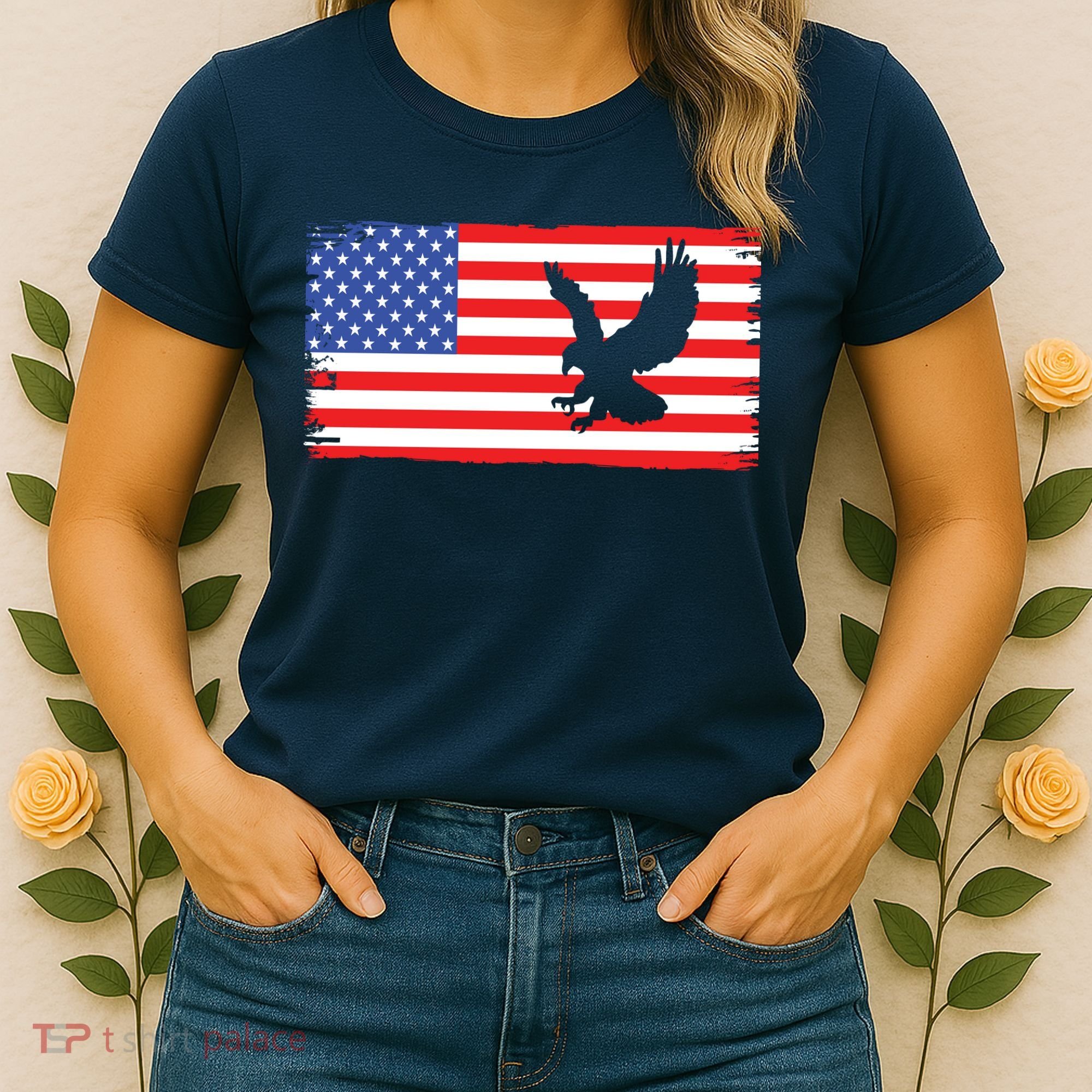 American Flag Flying Eagle Women's T-Shirt