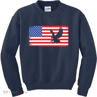 American Flag Flying Eagle Kids Sweatshirt
