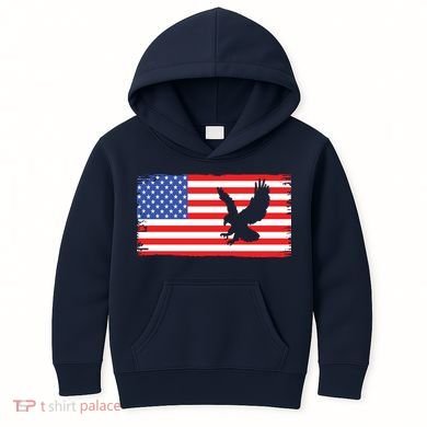 American Flag Flying Eagle Kids Hoodie