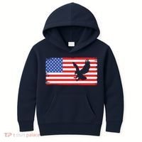 American Flag Flying Eagle Kids Hoodie thumb 0