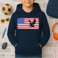 American Flag Flying Eagle Kids Hoodie thumb 2