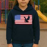 American Flag Flying Eagle Kids Hoodie thumb 3