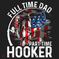 American Flag Full Time Dad Part Time Hooker Fathers Day Great Gift Beanie thumb 2
