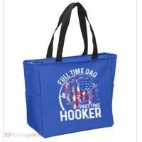 American Flag Full Time Dad Part Time Hooker Fathers Day Great Gift Tote Bag thumb 2