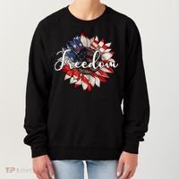 American Flag Freedom Sunflower Independence Day Women's Sweatshirt thumb 0