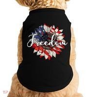 American Flag Freedom Sunflower Independence Day Doggie Tank thumb 0