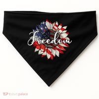 American Flag Freedom Sunflower Independence Day USA-Made Doggie Bandana thumb 0