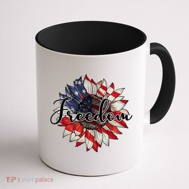 American Flag Freedom Sunflower Independence Day Coffee Mug back