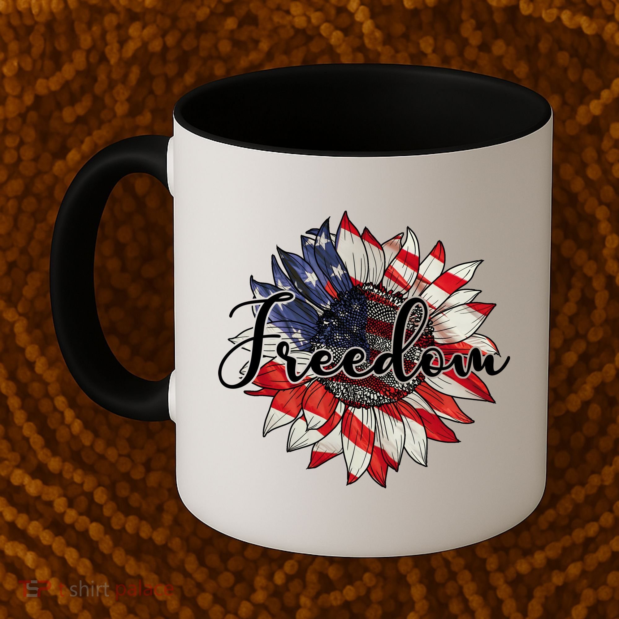 American Flag Freedom Sunflower Independence Day Coffee Mug