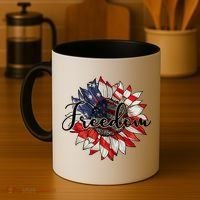 American Flag Freedom Sunflower Independence Day Coffee Mug thumb 4
