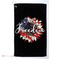 American Flag Freedom Sunflower Independence Day Golf Towel thumb 0
