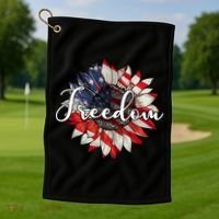 American Flag Freedom Sunflower Independence Day Golf Towel thumb 1