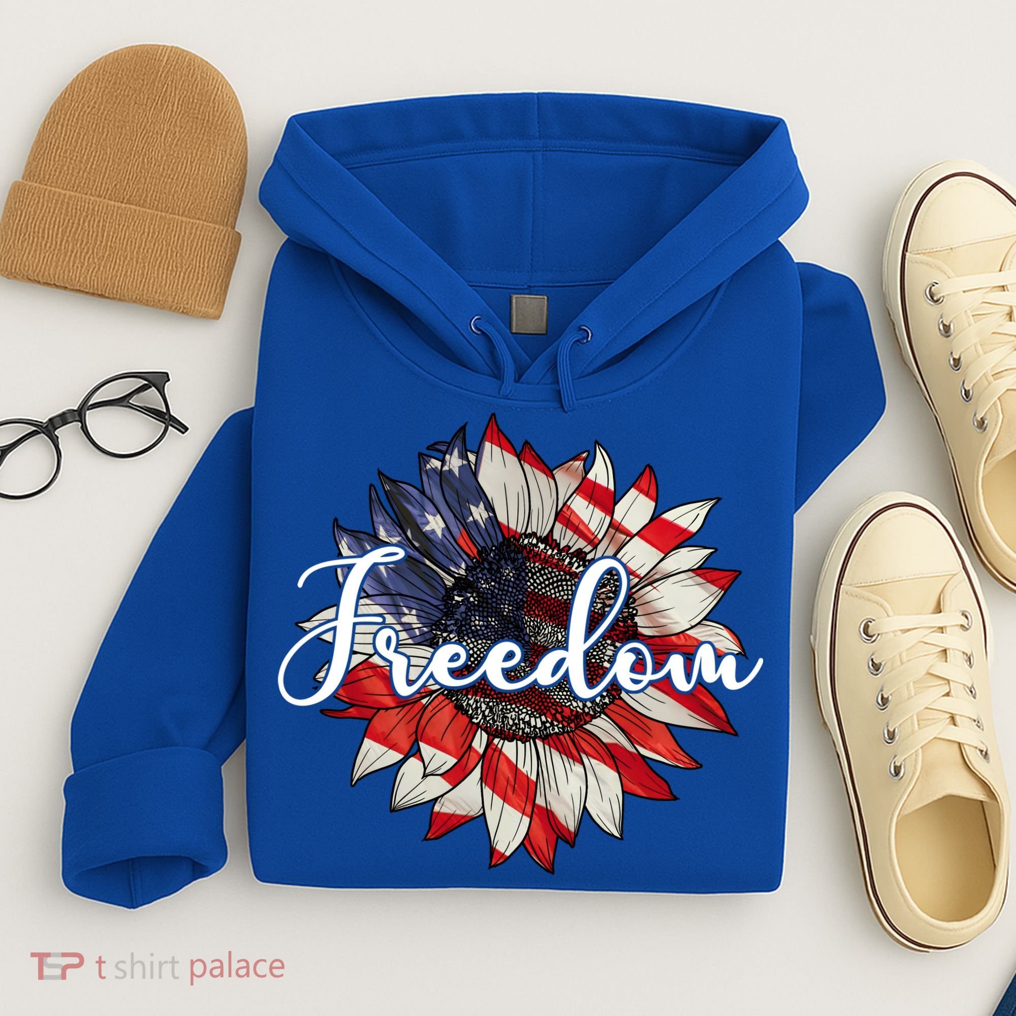 American Flag Freedom Sunflower Independence Day Hoodie