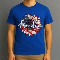 American Flag Freedom Sunflower Independence Day T-Shirt thumb 3