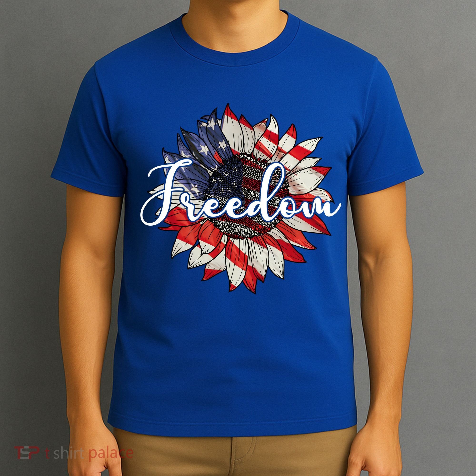 American Flag Freedom Sunflower Independence Day T-Shirt
