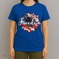 American Flag Freedom Sunflower Independence Day T-Shirt thumb 4