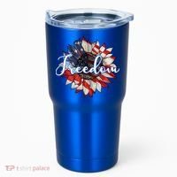 American Flag Freedom Sunflower Independence Day Tumbler thumb 0