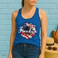American Flag Freedom Sunflower Independence Day Women's Tank Top thumb 2