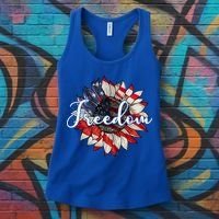 American Flag Freedom Sunflower Independence Day Women's Tank Top thumb 3