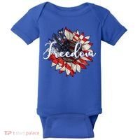 American Flag Freedom Sunflower Independence Day Baby Bodysuit thumb 0