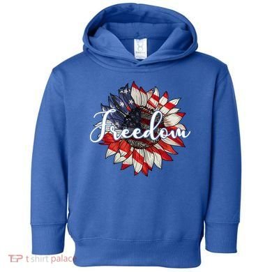 American Flag Freedom Sunflower Independence Day Toddler Hoodie