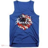 American Flag Freedom Sunflower Independence Day Tank Top thumb 0
