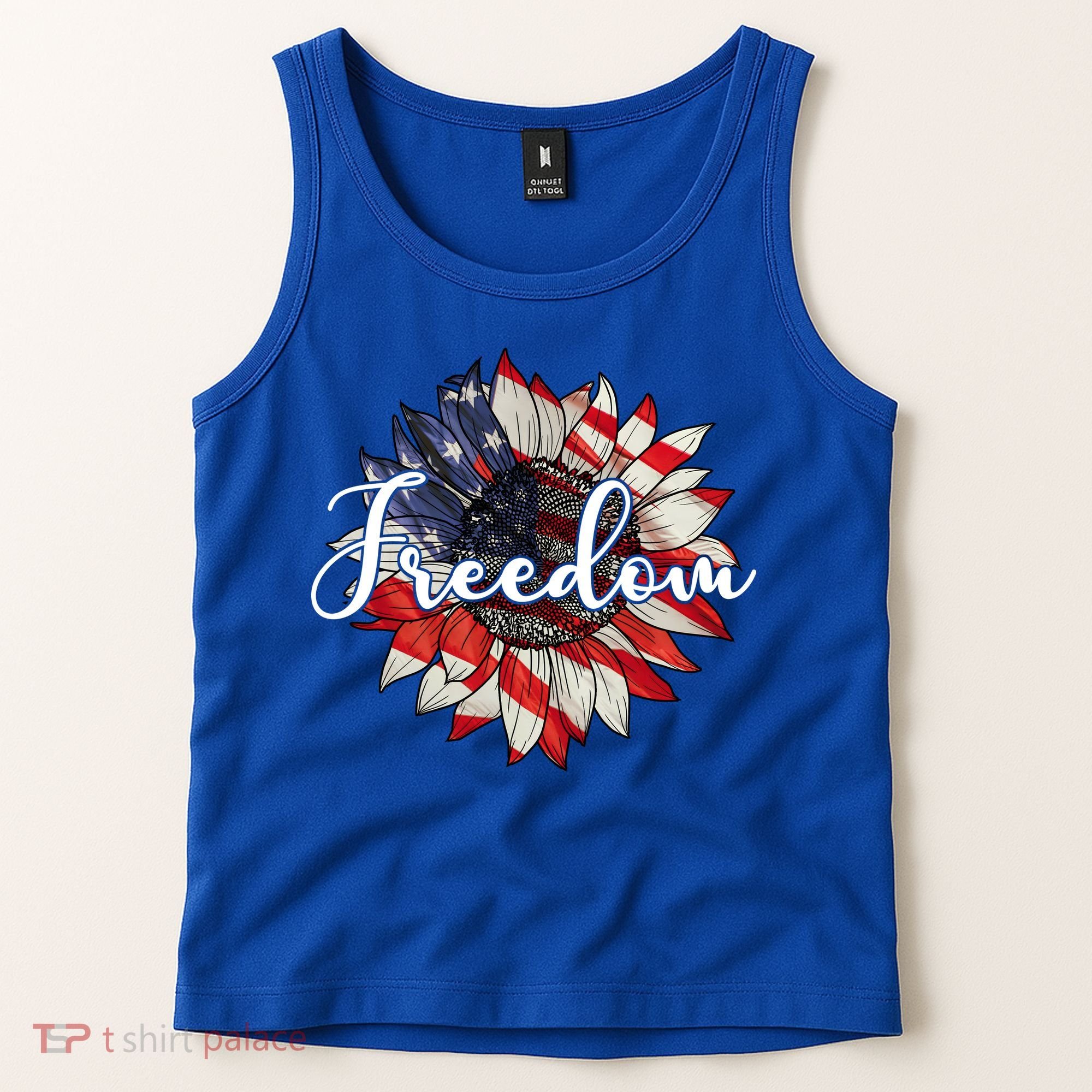 American Flag Freedom Sunflower Independence Day Tank Top