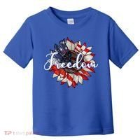 American Flag Freedom Sunflower Independence Day Toddler T-Shirt thumb 0