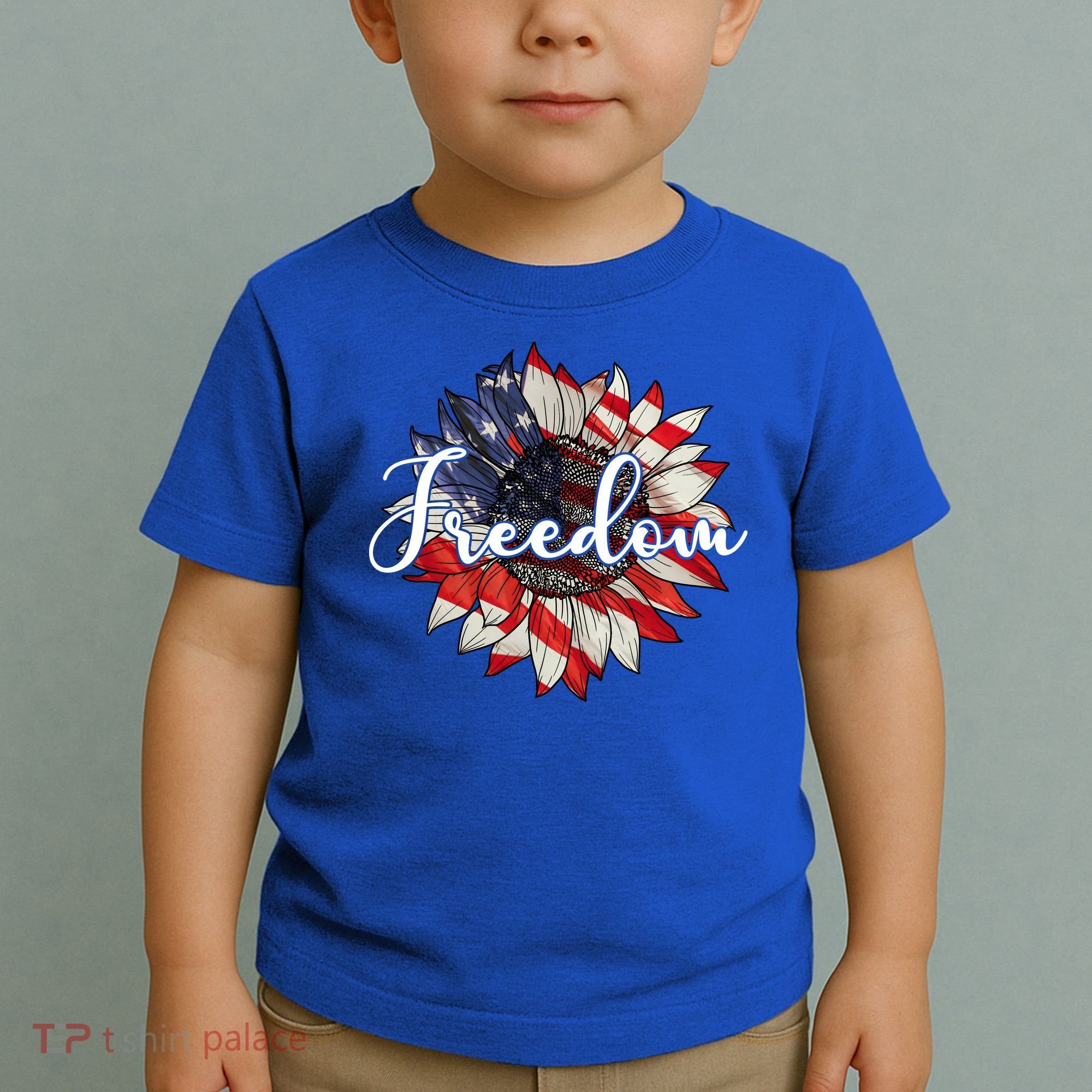 American Flag Freedom Sunflower Independence Day Toddler T-Shirt