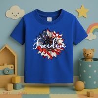 American Flag Freedom Sunflower Independence Day Toddler T-Shirt thumb 3