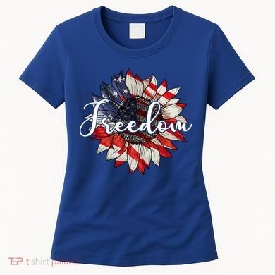 American Flag Freedom Sunflower Independence Day Women's T-Shirt