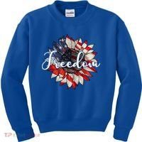 American Flag Freedom Sunflower Independence Day Kids Sweatshirt thumb 0