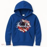 American Flag Freedom Sunflower Independence Day Kids Hoodie thumb 0