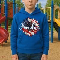 American Flag Freedom Sunflower Independence Day Kids Hoodie thumb 2