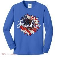 American Flag Freedom Sunflower Independence Day Kids Long Sleeve Shirt thumb 0