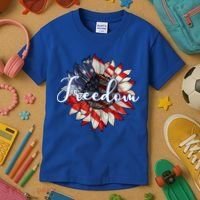 American Flag Freedom Sunflower Independence Day Kids T-Shirt thumb 3