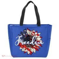 American Flag Freedom Sunflower Independence Day Tote Bag thumb 0