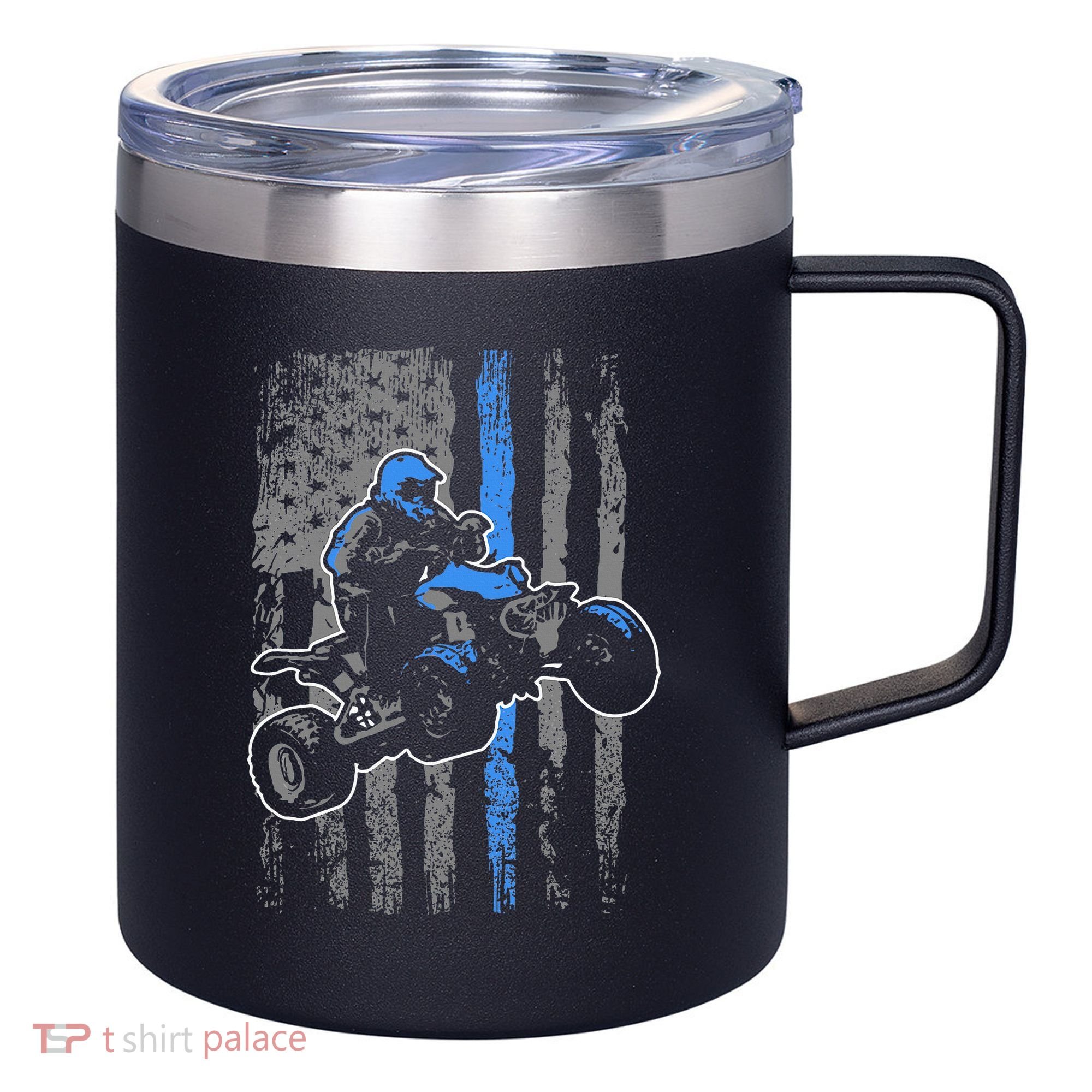 American Flag Four Wheeler Quad Atv Riding Gift 12oz Stainless Steel Coffee Mug
