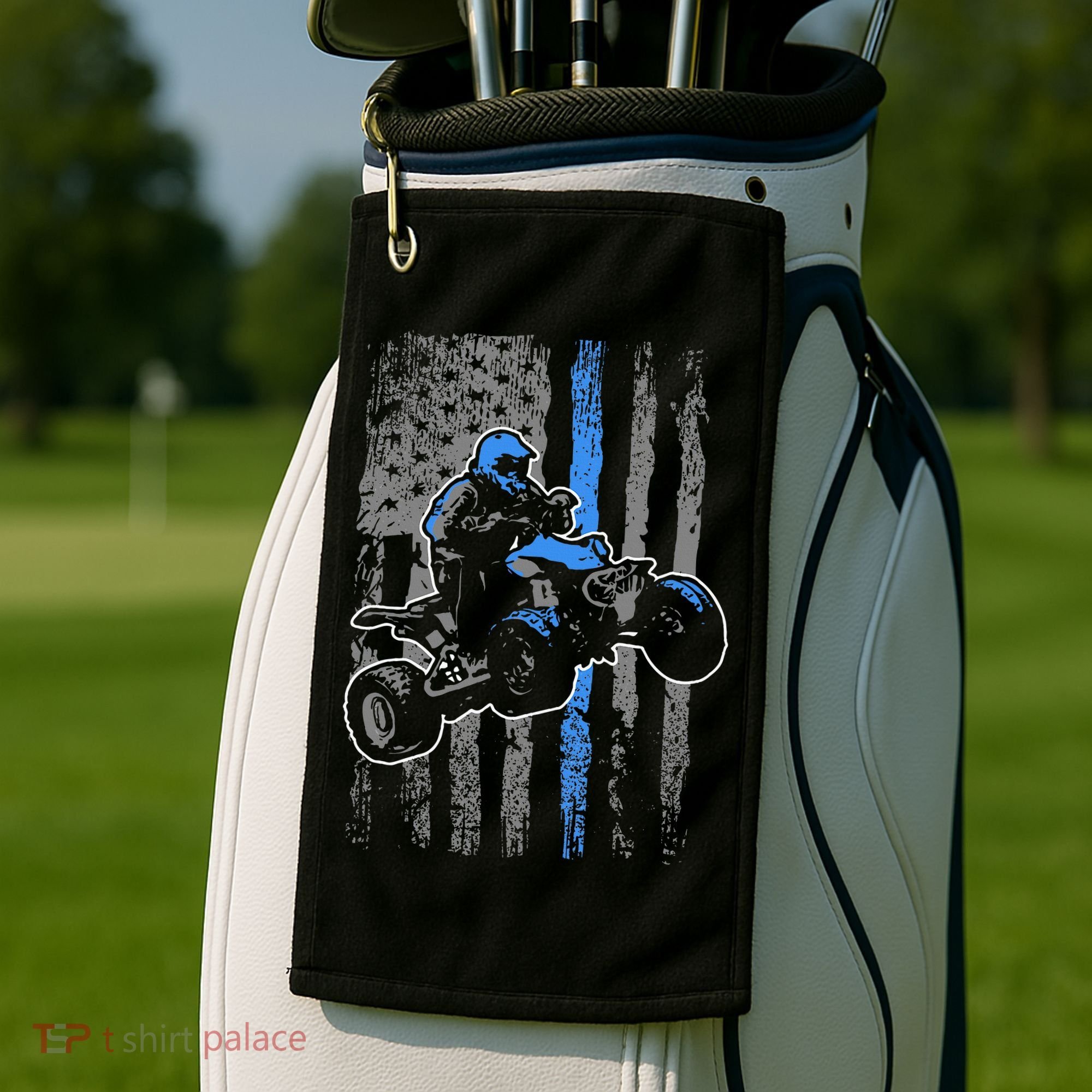 American Flag Four Wheeler Quad Atv Riding Gift Golf Towel
